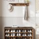 VASAGLE Skoreol, skob�nk med s�de, skoskab med hynde, 15 �bne opbevaringsrum, 30 x 105 x 48 cm, til entr&eacute;, sovev�relse, stue, entr&eacute;, rustik brun og brun LHS15BX