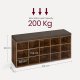 VASAGLE Skoreol, skob�nk med s�de, skoskab med hynde, 15 �bne opbevaringsrum, 30 x 105 x 48 cm, til entr&eacute;, sovev�relse, stue, entr&eacute;, rustik brun og brun LHS15BX
