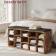 VASAGLE Skoreol, skob�nk med s�de, skoskab med hynde, 15 �bne opbevaringsrum, 30 x 105 x 48 cm, til entr&eacute;, sovev�relse, stue, entr&eacute;, rustik brun og brun LHS15BX