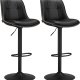 VASAGLE LJB095B01 Barstole S�t med 2 Barstole H�jdejusterbare Drejelige K�kkenstole Quiltet PU-betr�k Med Rygl�n og Fodst�tte Spisebord St�l Bl�ksort