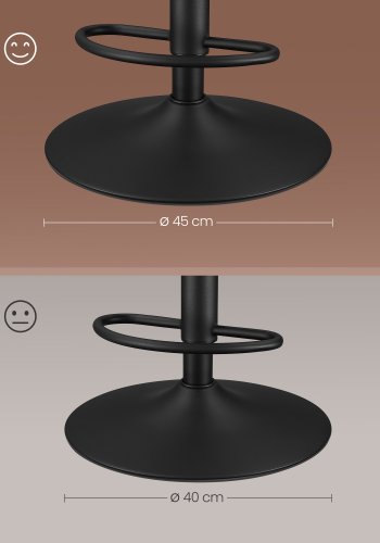 VASAGLE LJB095K01 Barstole S�t med 2 Barstole H�jdejusterbare Drejelige K�kkenstole Quiltet PU-betr�k Med Rygl�n og Fodst�tte Spisebord St�l Karamelbrun