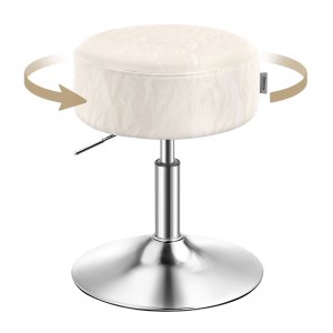 VASAGLE Justerbar sminkestol, makeup-stol, 360&deg; drejelig, PU-polstring, tyk hynde, til sovev�relse, k�kken, spisestue, moderne, cremehvid LJB120W01