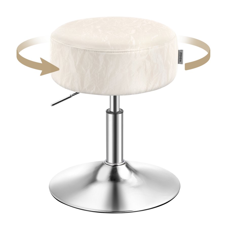 VASAGLE Justerbar sminkestol, makeup-stol, 360&deg; drejelig, PU-polstring, tyk hynde, til sovev�relse, k�kken, spisestue, moderne, cremehvid LJB120W01