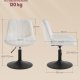 VASAGLE LJB160WD01 Makeup-skammel med rygl�n, h�jdejusterbar, 360&deg; drejelig til sovev�relse, spisestue, sherpabetr�k, cremehvid