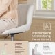 VASAGLE LJB160WD01 Makeup-skammel med rygl�n, h�jdejusterbar, 360&deg; drejelig til sovev�relse, spisestue, sherpabetr�k, cremehvid
