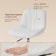 VASAGLE LJB160WD01 Makeup-skammel med rygl�n, h�jdejusterbar, 360&deg; drejelig til sovev�relse, spisestue, sherpabetr�k, cremehvid