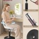 VASAGLE LJB160WD01 Makeup-skammel med rygl�n, h�jdejusterbar, 360&deg; drejelig til sovev�relse, spisestue, sherpabetr�k, cremehvid