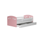 Julia juniorseng, med madrass, sengehest, skuff - hvit og rosa laminat og MDF (180x80)