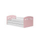 Julia juniorseng, med madrass, sengehest, skuff - hvit og rosa laminat og MDF (160x80)