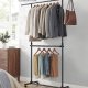 SONGMICS Dobbelt klesstativ, klesstativ med uttrekkbar toppstang, klesstativ p� hjul, 113180 cm h�ydejusterbart klesstativ, justerbar midtstang, svart LLR401B01