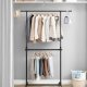 SONGMICS Dobbelt klesstativ, klesstativ med uttrekkbar toppstang, klesstativ p� hjul, 113180 cm h�ydejusterbart klesstativ, justerbar midtstang, svart LLR401B01