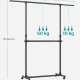 SONGMICS Dobbelt klesstativ, klesstativ med uttrekkbar toppstang, klesstativ p� hjul, 113180 cm h�ydejusterbart klesstativ, justerbar midtstang, svart LLR401B01
