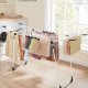 SONGMICS t�rkestativ, 56,5 x 173 x 96,5 cm, t�rkestativ, plassbesparende, med sokkeklemmer, metallramme, for kl�r, h�ndkl�r, laken, hvit LLR518W01