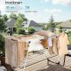 SONGMICS t�rkestativ, 56,5 x 173 x 96,5 cm, t�rkestativ, plassbesparende, med sokkeklemmer, metallramme, for kl�r, h�ndkl�r, laken, hvit LLR518W01