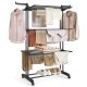 SONGMICS 4-etasjes t�rkestativ, sammenleggbart t�rkestativ for klesvask, 68,1 tommer h�yt, rustfritt st�l, rullende t�rkestativ for t�rkestativer, enkel � montere, innend�rs utend�rs bruk, blekksvart ULLR701B01