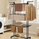 SONGMICS 4-etasjes t�rkestativ, sammenleggbart t�rkestativ for klesvask, 68,1 tommer h�yt, rustfritt st�l, rullende t�rkestativ for t�rkestativer, enkel � montere, innend�rs utend�rs bruk, blekksvart ULLR701B01