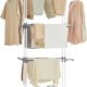SONGMICS LLR701W01 B�rbart t�rkestativ med hjul, 4 niv�er, sammenleggbart, 63,5 x 128 x 173 cm, stor kapasitet, enkel montering, innend�rs og utend�rs bruk, hvit