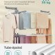 SONGMICS LLR701W01 B�rbart t�rkestativ med hjul, 4 niv�er, sammenleggbart, 63,5 x 128 x 173 cm, stor kapasitet, enkel montering, innend�rs og utend�rs bruk, hvit