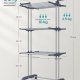 SONGMICS 4-etasjes t�rkestativ, sammenleggbart vingeformet t�rkestativ med hjul, 63,5 x 128 x 173 cm, stor, enkel � montere, innend�rs, utend�rs, gr�, LLR701G01