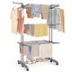 SONGMICS Stort t�rkestativ, Sammenleggbart t�rkestativ for klesvask, 4-etasjers, Flyttbart t�rkestativ, 63,5 x 125,5 x 173 cm, Rustfritt st�l, Sammenleggbare vinger, Innend�rs utend�rs bruk, Duegr� LLR703G01