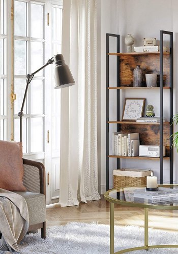 VASAGLE bokhylle, m. 5 hyller - rustikk brun sponplate og sort stl