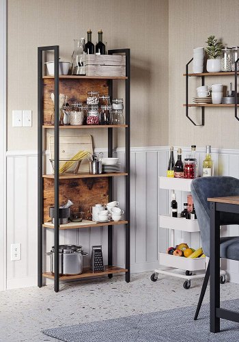 VASAGLE bokhylle, m. 5 hyller - rustikk brun sponplate og sort stl