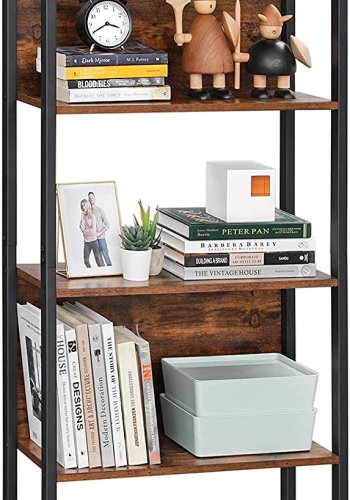 VASAGLE bokhylle, m. 5 hyller - rustikk brun sponplate og sort stl