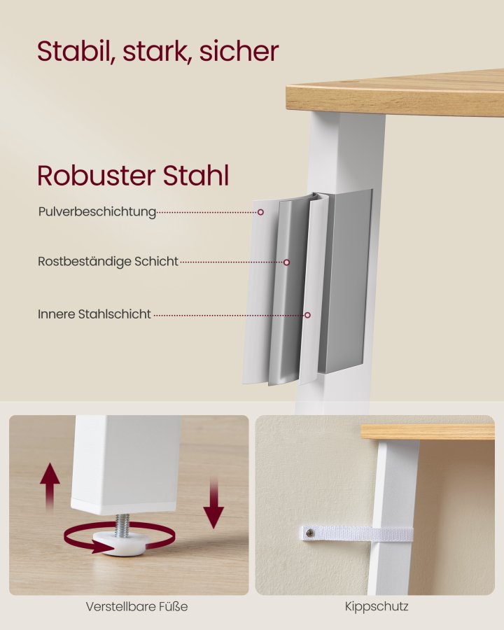VASAGLE hj�rnereol, 4-lags hj�rnereol, stigehylde til stue, bogreol eller plantestativ, industrielle accentm�bler, naturlig eg og mat hvid LLS034Y70