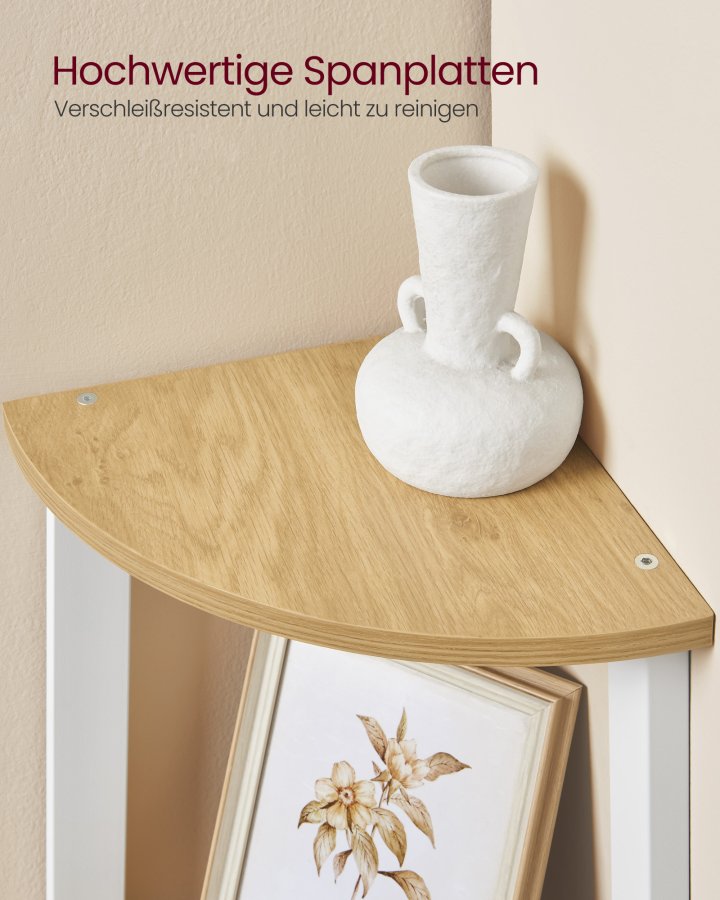 VASAGLE hj�rnereol, 4-lags hj�rnereol, stigehylde til stue, bogreol eller plantestativ, industrielle accentm�bler, naturlig eg og mat hvid LLS034Y70