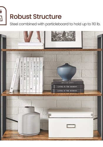 VASAGLE Bokhylla, 6-v�nings bokhylla med st�lram, h&ouml;ga rustika hyllor f&ouml;r vardagsrum, kontor, arbetsrum, entr&eacute;, industriell stil, 80 x 30 x 186 cm, rustik brun och svart LLS082B01