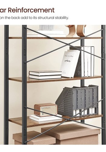 VASAGLE Bokhylla, 6-v�nings bokhylla med st�lram, h&ouml;ga rustika hyllor f&ouml;r vardagsrum, kontor, arbetsrum, entr&eacute;, industriell stil, 80 x 30 x 186 cm, rustik brun och svart LLS082B01