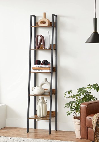 VASAGLE stigestativ, m. 5 hyller - rustikk brun sponplate og sort st�l