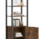 VASAGLE 6-etagers reol, h�j bogreol med d�r, metalramme, justerbare hylder, 24 x 40 x 159,5 cm, stue/sovev�relse, rustik brun og bl�ksort LLS132K01