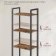VASAGLE 6-etagers reol, h�j bogreol med d�r, metalramme, justerbare hylder, 24 x 40 x 159,5 cm, stue/sovev�relse, rustik brun og bl�ksort LLS132K01