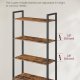 VASAGLE Bokhylla med 6 v�ningar, h&ouml;g bokhylla med d&ouml;rr, metallram, justerbara hyllplan, 24 x 60 x 159,5 cm, vardagsrum/sovrum, rustik brun och bl&auml;cksvart LLS133K01