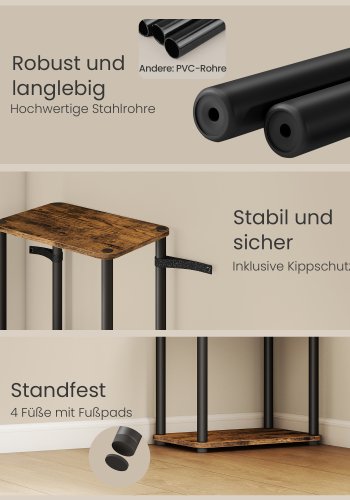 VASAGLE Superhurtig v�rkt�jsfri montering, 6-etagers opbevaringshylde, st�ende reol, 38 x 23,8 x 173,4 cm, stue, sovev�relse, k�kken, rustik brun og bl�ksort LLS136K01