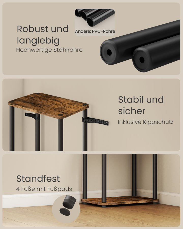 VASAGLE Superhurtig v�rkt�jsfri montering, 6-etagers opbevaringshylde, st�ende reol, 38 x 23,8 x 173,4 cm, stue, sovev�relse, k�kken, rustik brun og bl�ksort LLS136K01