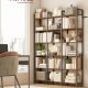 VASAGLE Bokhylla med 6 v�ningar, industriell bokhylla, med st�lram, f&ouml;r vardagsrum, hemmakontor, sovrum, 24 x 128 x 187,1 cm, rustik brun och bl&auml;cksvart ULLS151K01