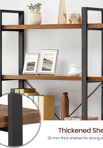 VASAGLE bokhylle, m. 5 hyller - rustikk brun sponplate og sort stl