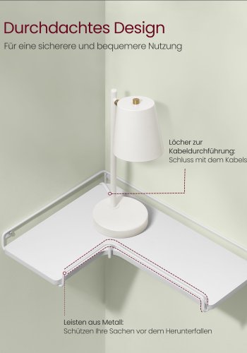 VASAGLE L-formede hj�rnehylder s�t med 2 v�ghylder industrielt design stue sovev�relse k�kken sky hvid LLS831W14