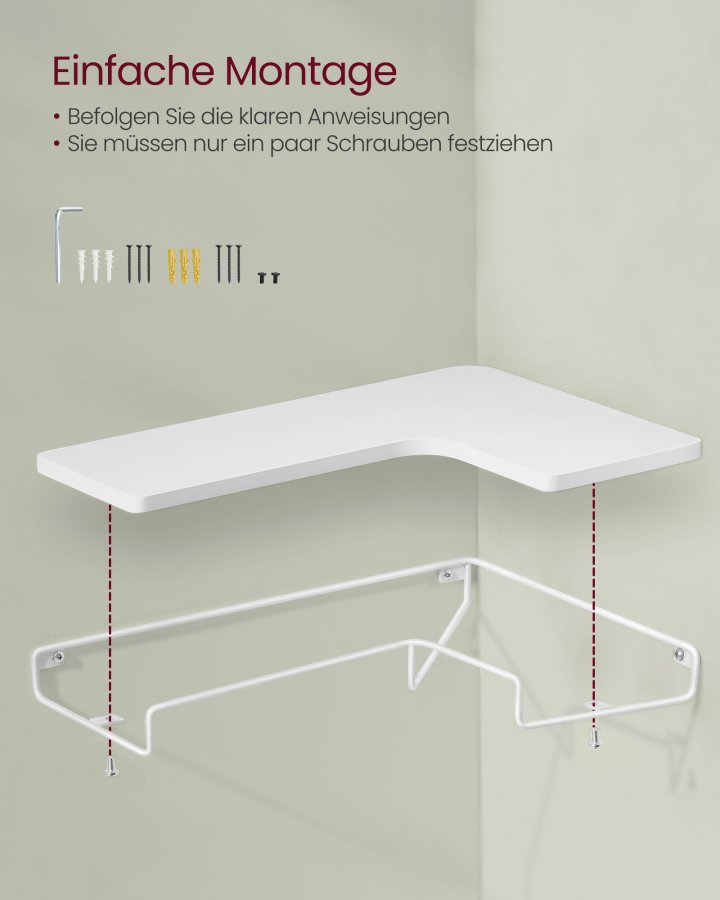 VASAGLE L-formede hj�rnehylder s�t med 2 v�ghylder industrielt design stue sovev�relse k�kken sky hvid LLS831W14