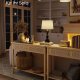VASAGLE Konsollbord for gangen, Slankt salongbord for stue, Gangbord med 2 skuffer, �pen hylle, Avrundede hj�rner, Bohemsk stil, Eikebeige LNT016Y57