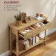 VASAGLE Konsollbord for gangen, Slankt salongbord for stue, Gangbord med 2 skuffer, �pen hylle, Avrundede hj�rner, Bohemsk stil, Eikebeige LNT016Y57
