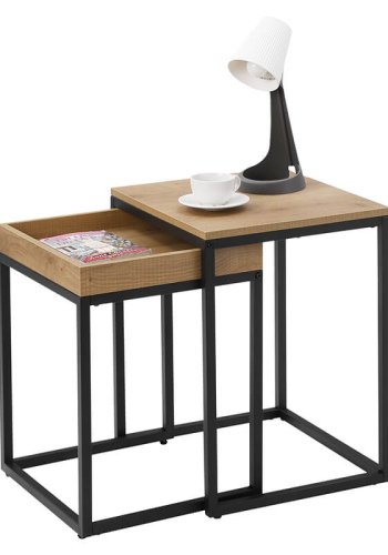 VASAGLE Satztische, rechteckig – honigbraune Spanplatte und Metall (2er-Set)