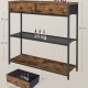 VASAGLE Schmaler Konsolentisch mit 2 Stoffschubladen, 3-stufiger Couchtisch f&uuml;r Flur, 24 x 76 x 80 cm, f&uuml;r Flur, Wohnzimmer, Rustikales Braun und Tintenschwarz LNT092K01