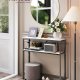 VASAGLE Konsolbord Smalt Sofabord med 2 Hylder, 20 x 80 x 80 cm, Entrebord, 2 Niveauer, til Entre, Stue, Sovev�relse, Marmor Hvid/Bl�ksort LNT130W59