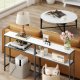 VASAGLE Konsolbord Smalt Sofabord med 2 Hylder, 20 x 80 x 80 cm, Entrebord, 2 Niveauer, til Entre, Stue, Sovev�relse, Marmor Hvid/Bl�ksort LNT130W59