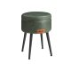 VASAGLE EKHO Kollektion - F&ouml;rvaringspall, Sminkbordspall, PU med s&ouml;mmar, Mid-Century Modern, Rund f&ouml;rvaringspall med st�lben, Kapacitet 150 kg, Skogsgr&ouml;n LOM005C01