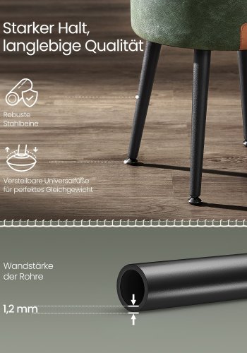 VASAGLE EKHO Kollektion - F&ouml;rvaringspall, Sminkbordspall, PU med s&ouml;mmar, Mid-Century Modern, Rund f&ouml;rvaringspall med st�lben, Kapacitet 150 kg, Skogsgr&ouml;n LOM005C01