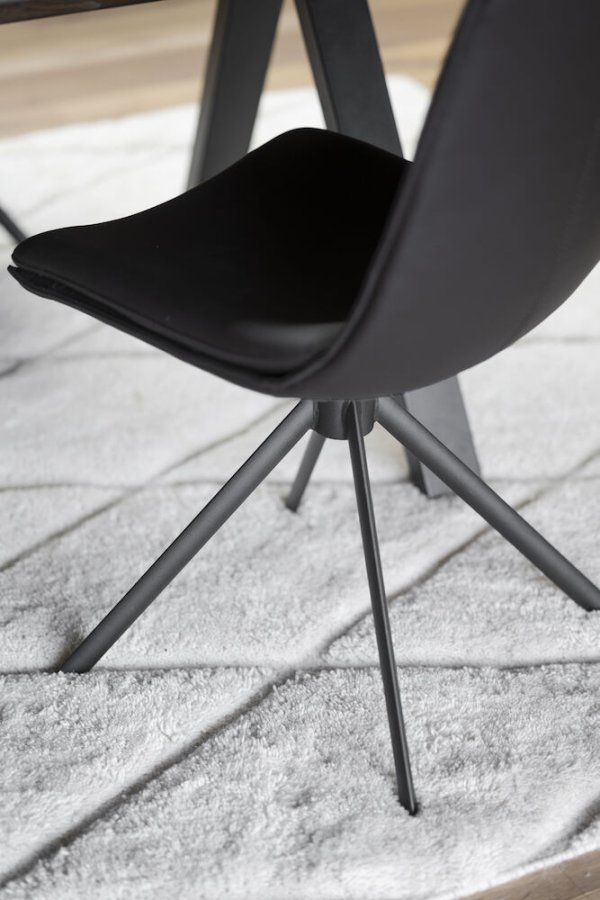 ROWICO Lowell svingstol - brunt skinn og svart metall